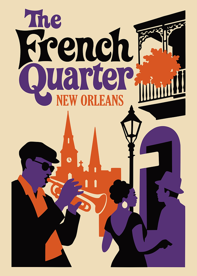The French Quarter New Orleans Jazz Poster