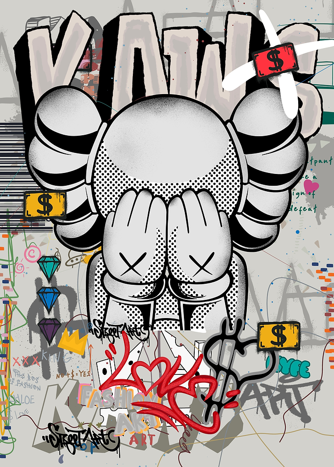 KAWS Character with Graffiti Art