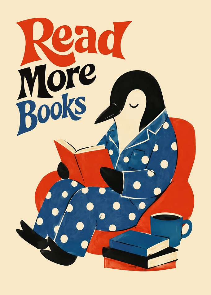 Penguin Reading in Pajamas