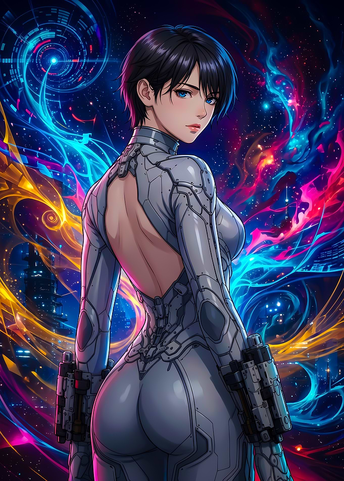 Anime Cyberpunk Girl in Space