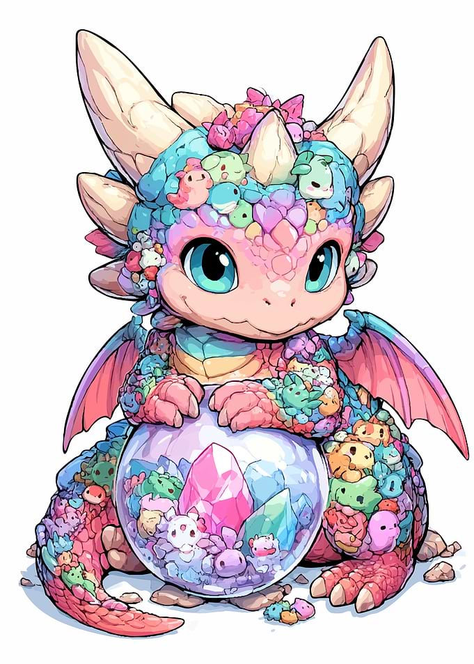 Cute Dragon with Crystal Ball