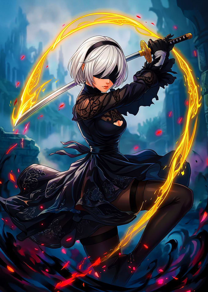 2B NieR Automata Anime Fan Art