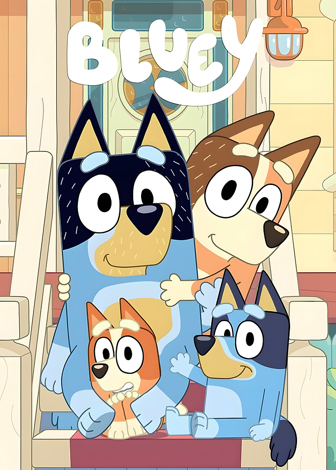 Bluey Family Posing on Steps