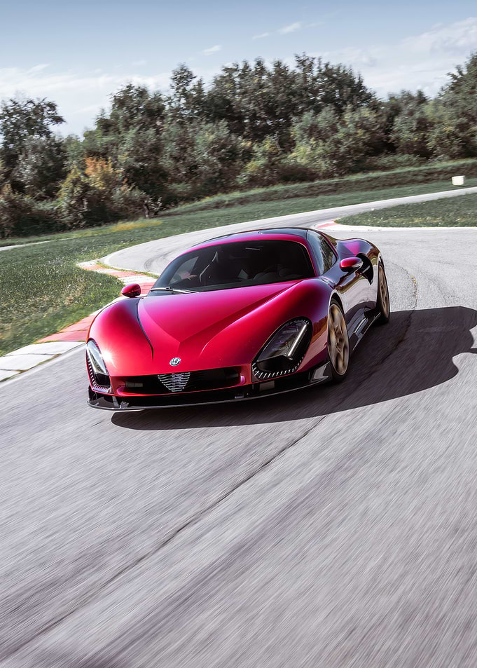 Red Sports Car on a Racetrack