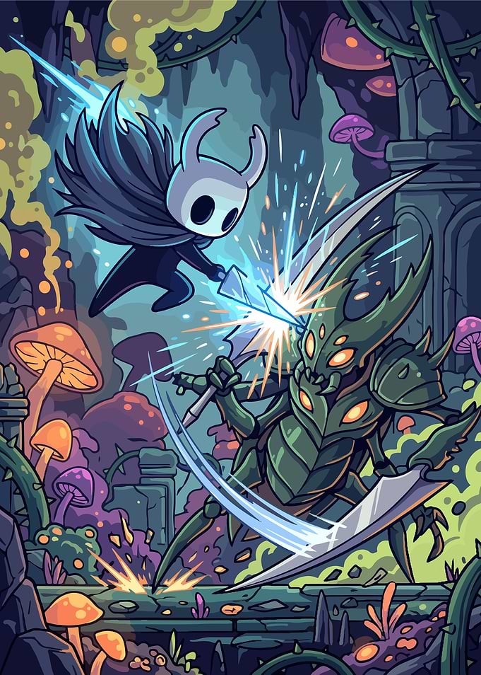 The Knight vs. Monster in Hallownest