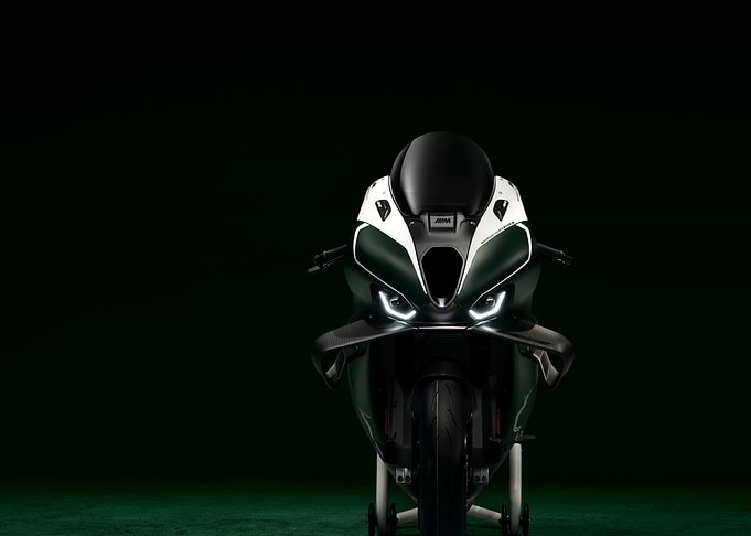 Dark Green and White Sport Motorcycle