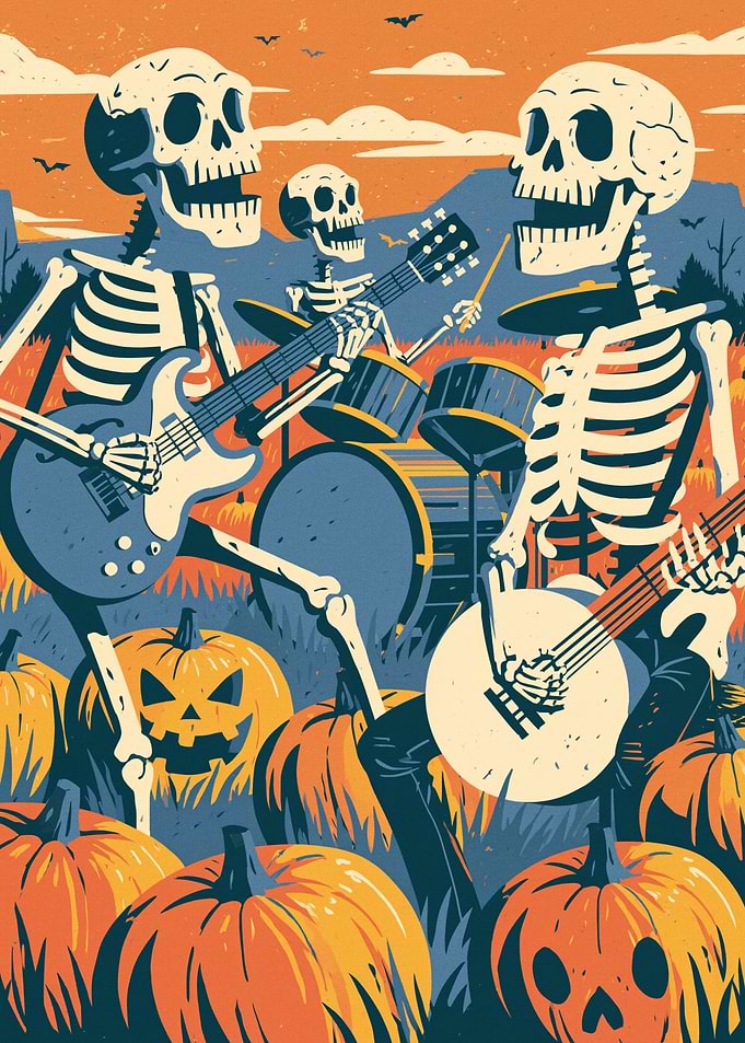 Skeleton Band Playing Music