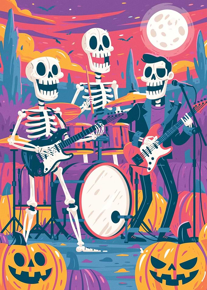 Skeleton Band Playing Music