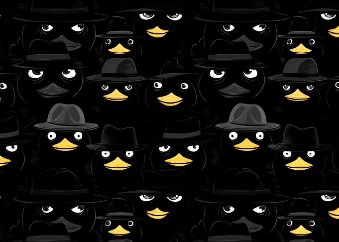 Cartoon Rubber Ducks Wearing Fedoras