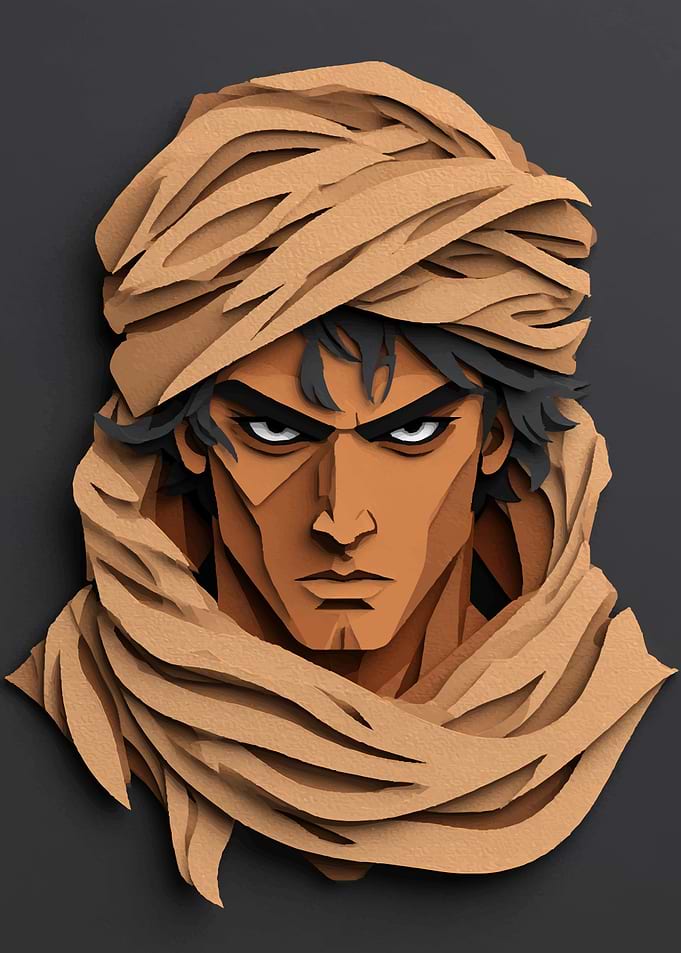 Paper Cut Style Warrior Portrait