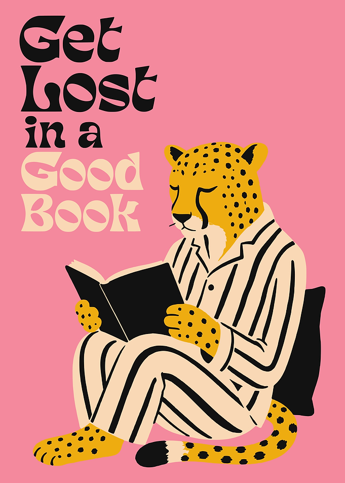 Cheetah Reading a Book