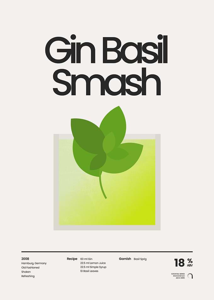 Gin Basil Smash Cocktail Poster