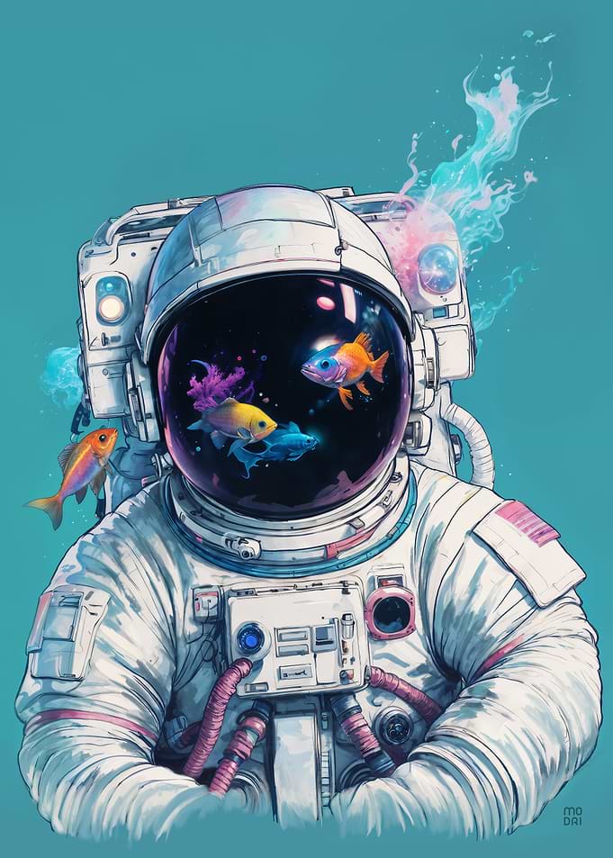 Cosmic Dreamer Surreal Astronaut Art