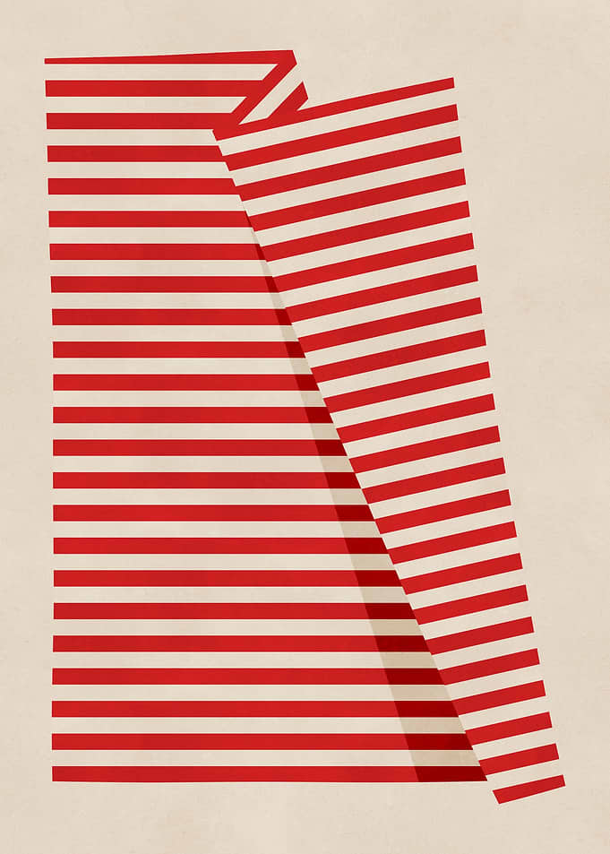 Red and white striped abstract design