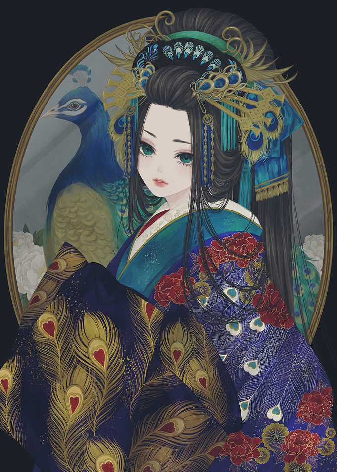 Peacock Kimono Woman