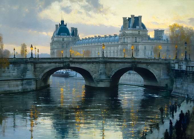 Parisian Bridge at Dusk