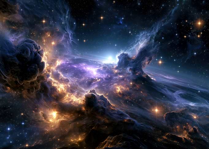 Massive Cosmic Nebula with Stars