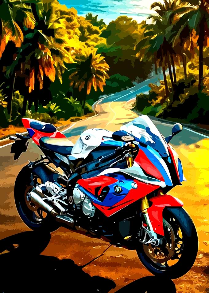 BMW Motorcycle on a Tropical Road