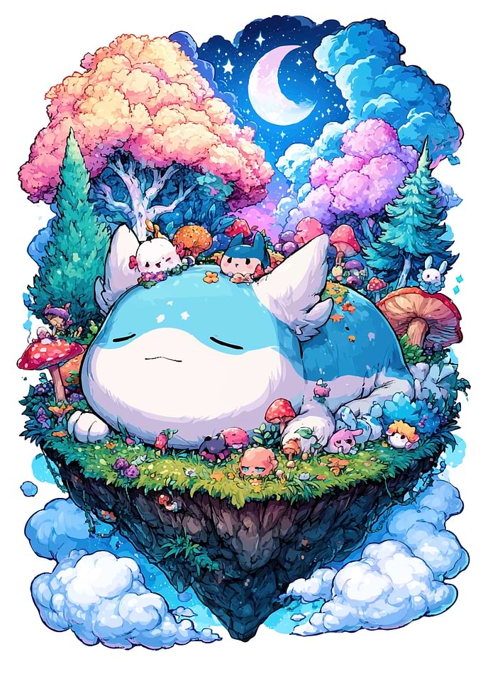 Cute Sleeping Creature with Forest Friends