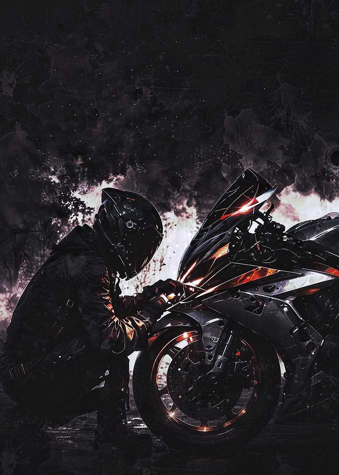 Rider with Motorcycle