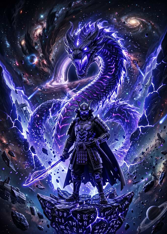 Cosmic Samurai and Dragon