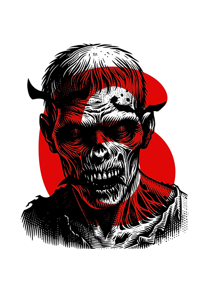 Zombie with Red and White Markings