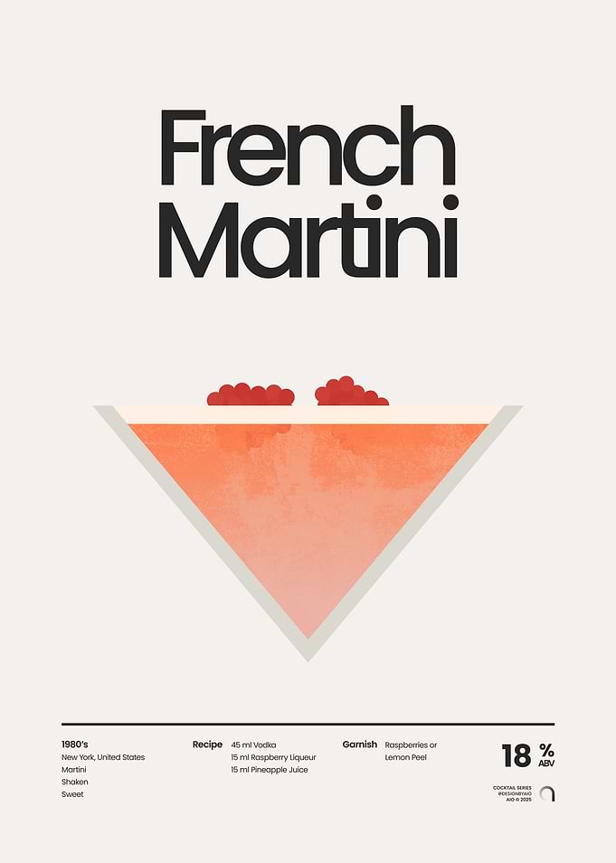 French Martini Cocktail Poster