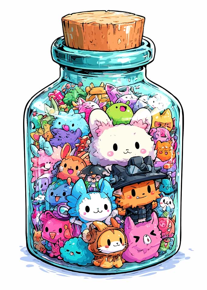 Cute Creatures in a Jar