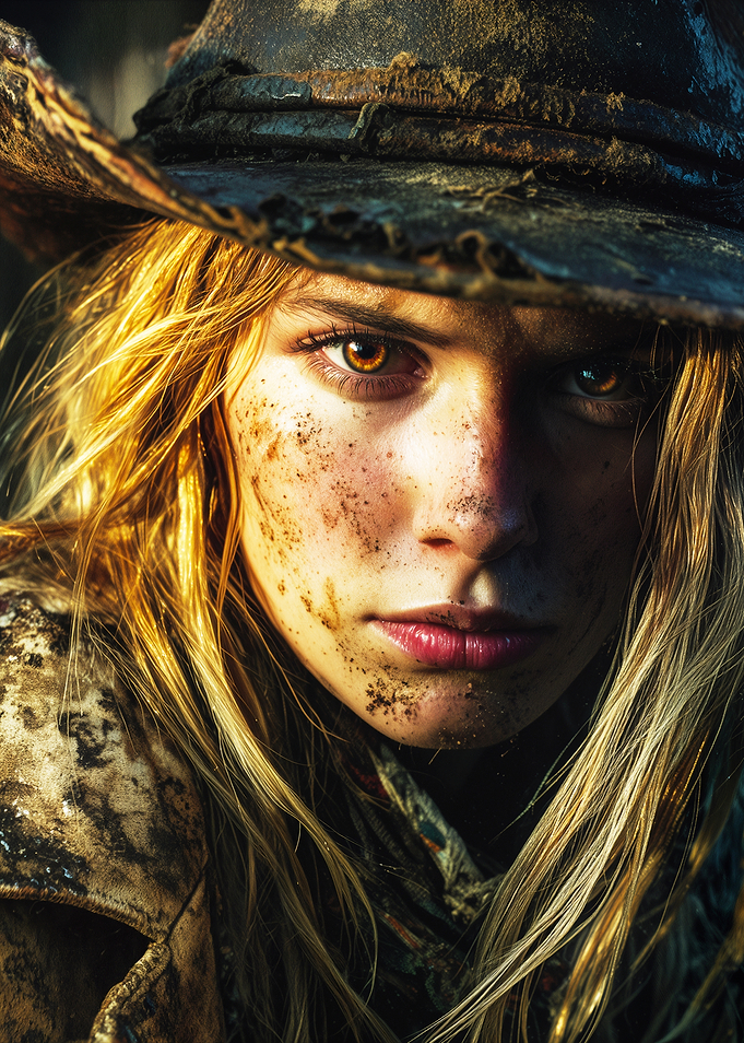 Gritty Portrait of a Young Woman in a Hat