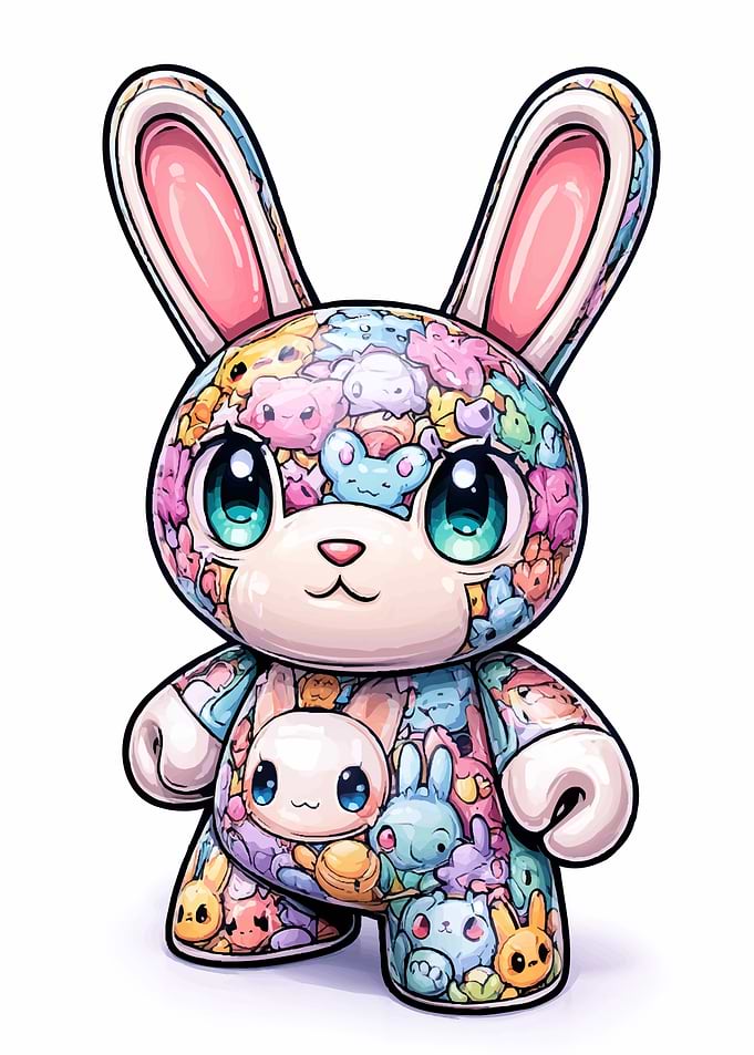Kawaii Bunny Toy with Cute Characters