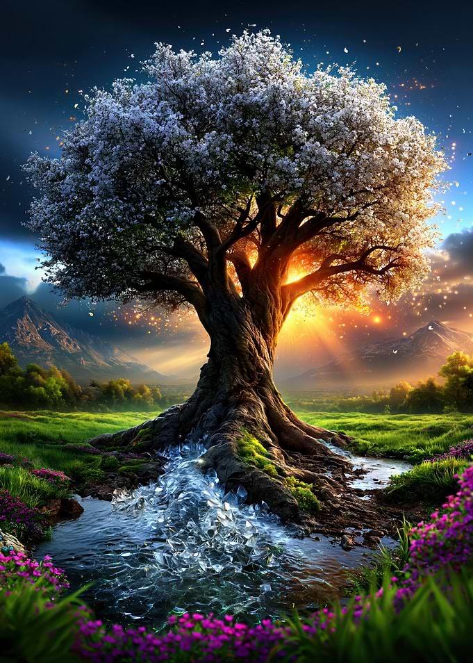 Enchanted Tree by a Stream