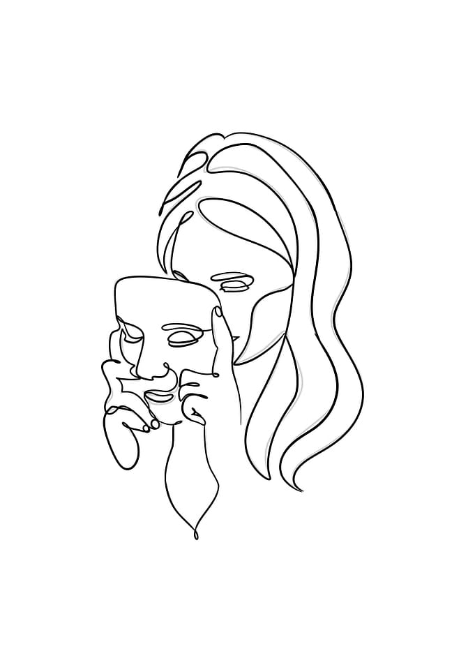 Woman holding a mask