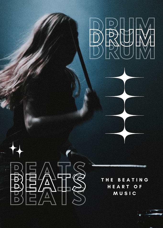 Drummer with 'Drum' and 'Beats' text