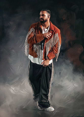 Drake in a sparkly jacket