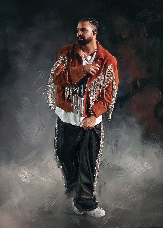 Drake in a sparkly jacket