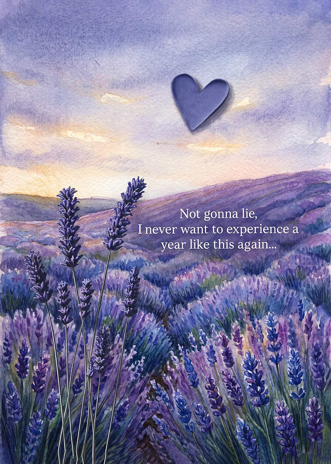Lavender Field with Heart and Text