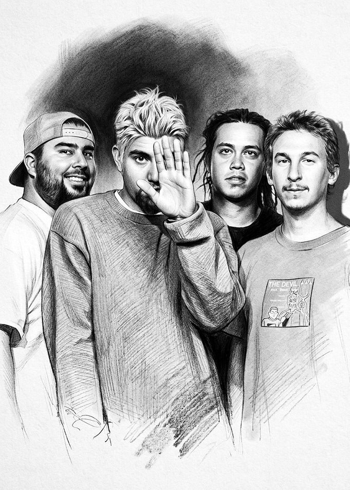 Deftones Band Portrait Sketch