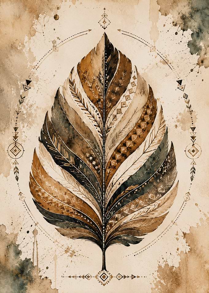 Bohemian Feather Watercolor Art