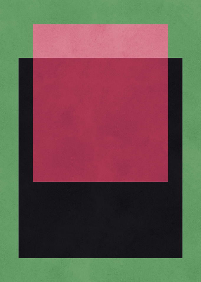 Geometric Abstract with Pink and Red Squares