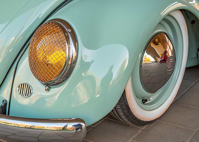 Vintage Car Headlight and Wheel Detail