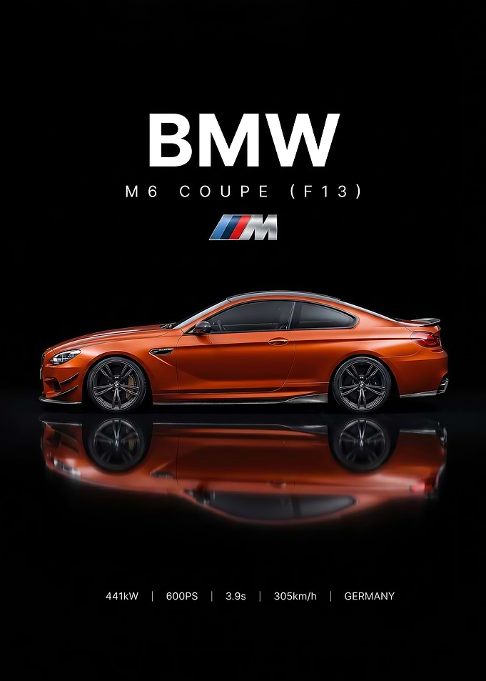 sleek BMW M6 Coupe F13 car poster