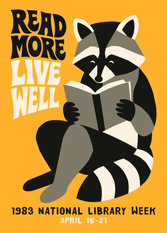 Raccoon Reading for National Library Week