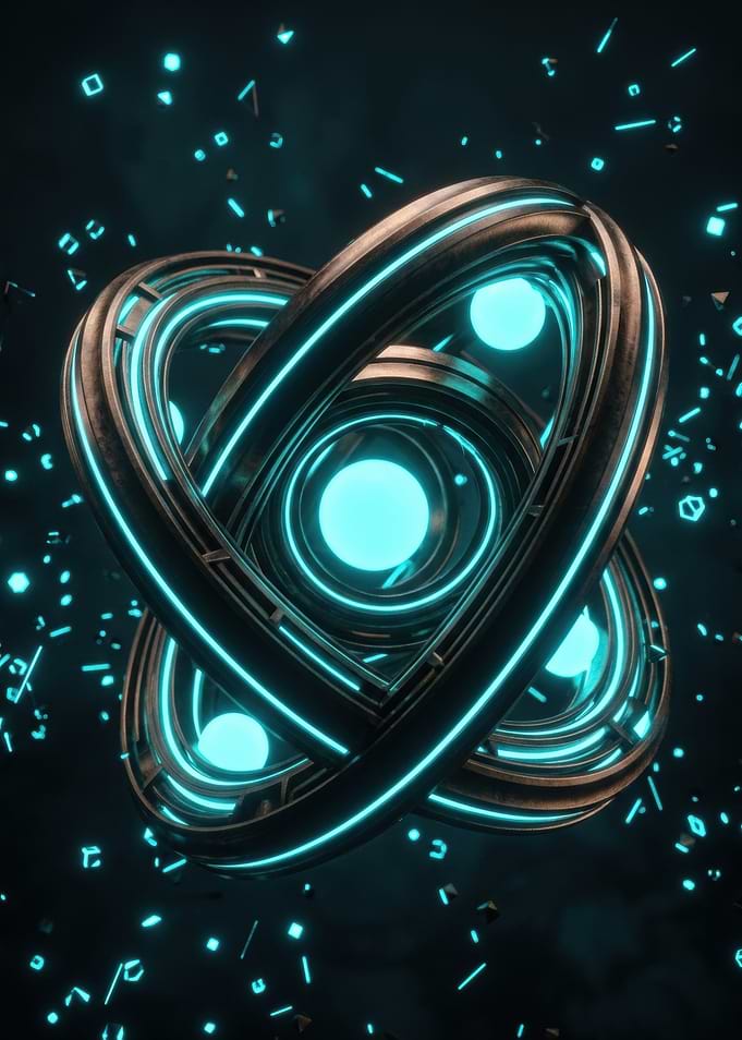 Abstract Futuristic Atom Model
