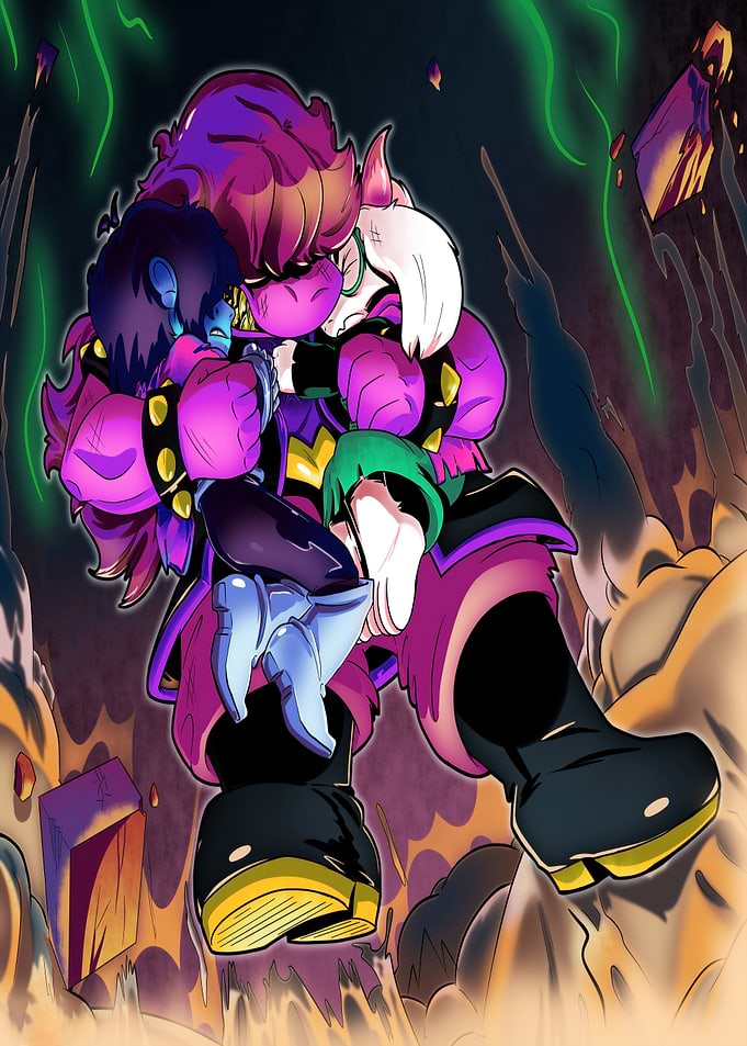 Kris and Ralsei Hugging