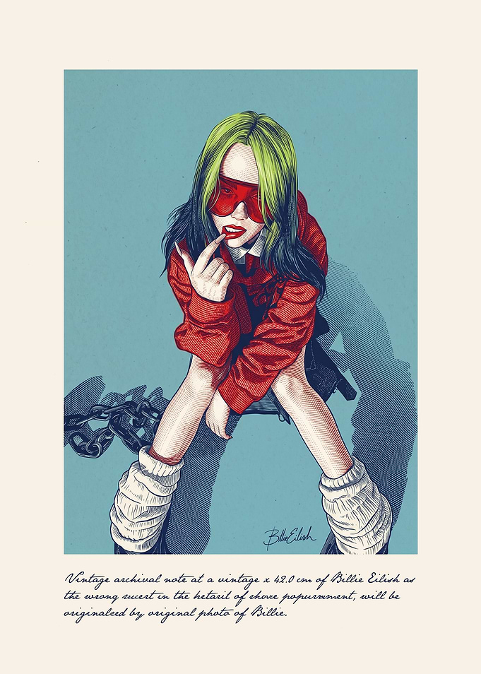 Billie Eilish Vintage Style Illustration