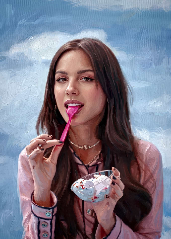 Olivia Rodrigo eating ice cream