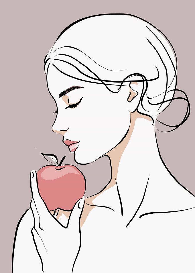 Woman Holding an Apple