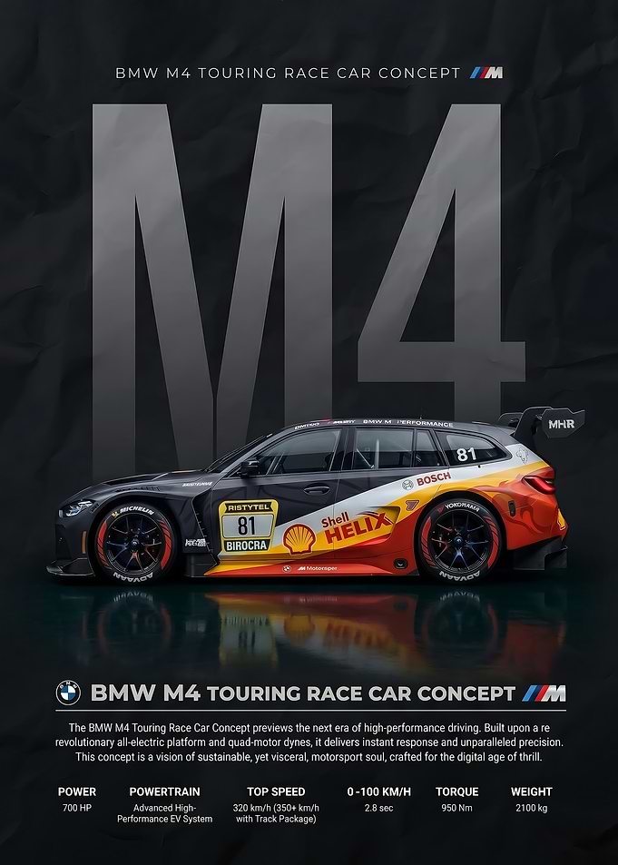 sleek BMW M4 Touring Race Car Concept poster