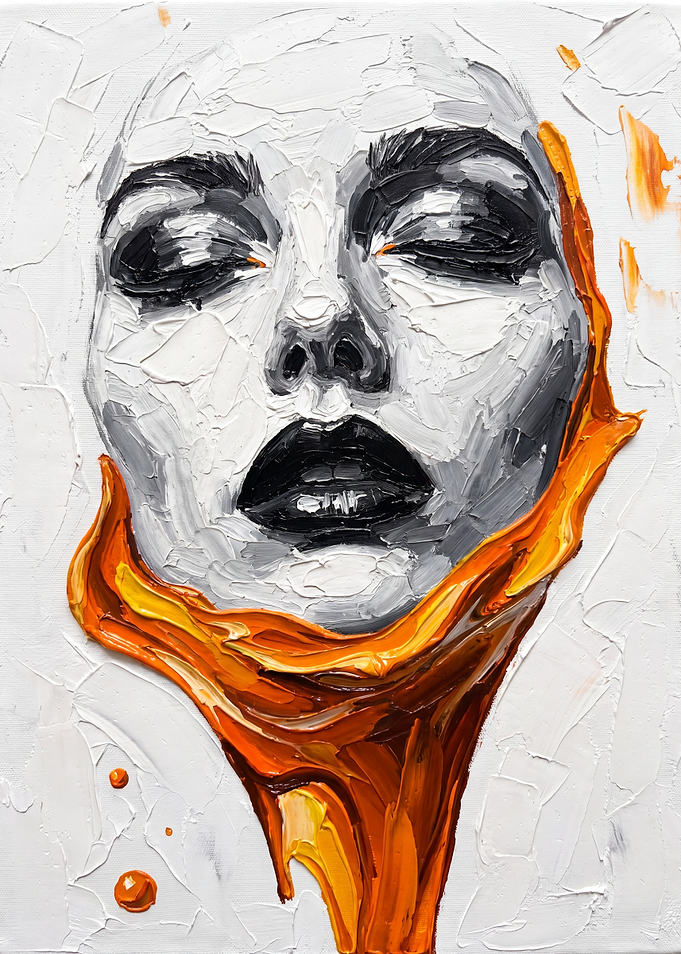 Abstract Portrait with Orange Drip