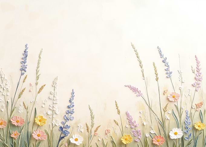Textured Floral Background with Wildflowers